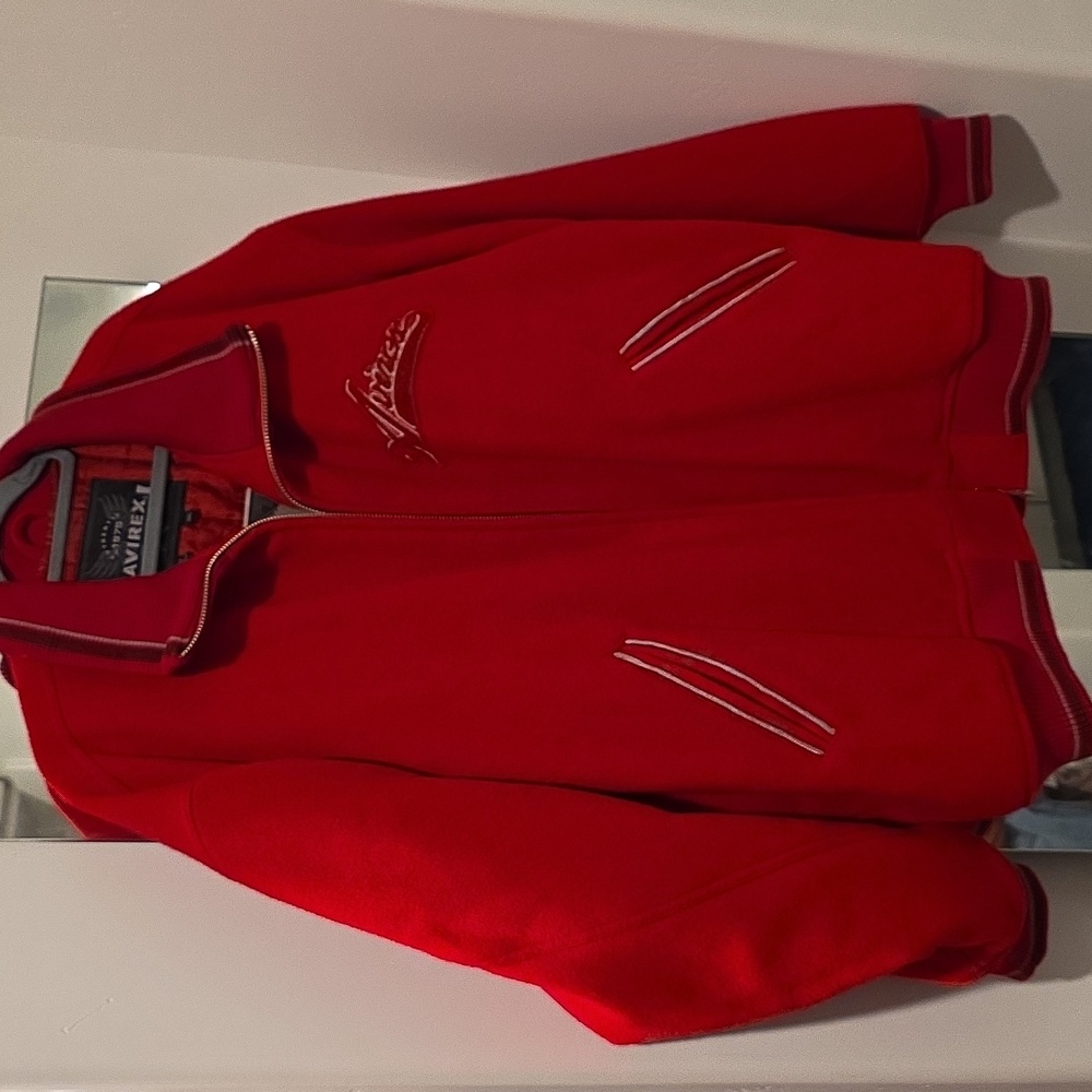 Vintage Avirex Vibrant Red Wool Zip-Up Jacket